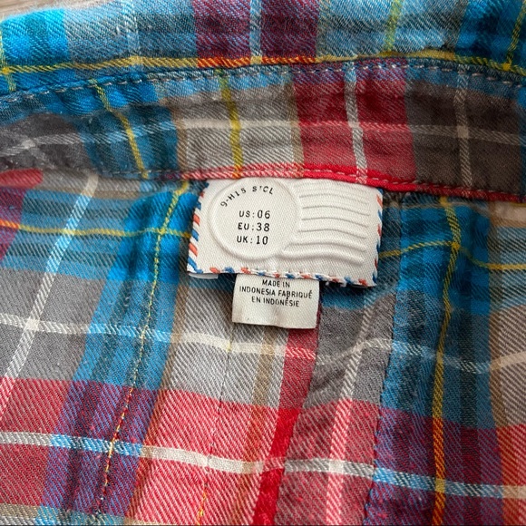 Postmark for Anthropologie Fairweather Plaid Button Down Top - Picture 7 of 8
